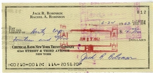 1962 Jackie Robinson Signed Check (Rachel Robinson LOA)